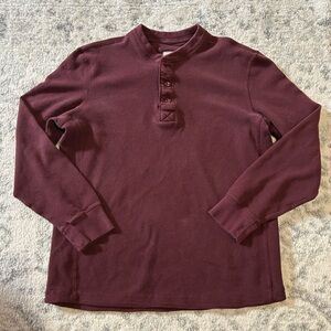 Maroon Waffle Knit Base Layer Henley Men’s Eddie Bauer Sport Tall Large